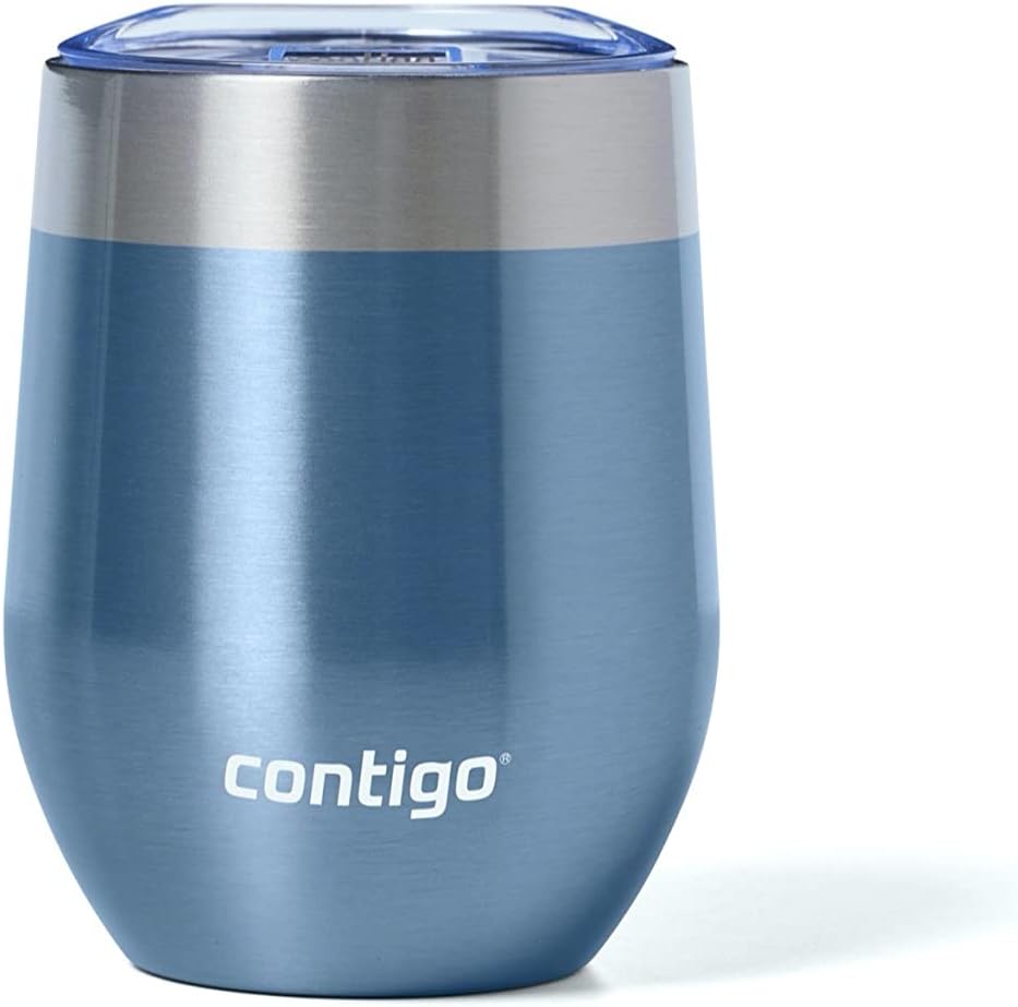 Contigo River North Stainless Steel Wine Tumbler with Splash-Proof Lid, 12oz., 2 Pack, Dark Ice & Stainless Steel