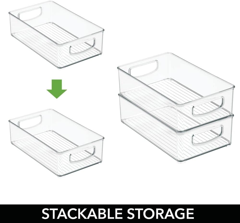 mDesign Small Plastic Baby Nursery and Food Organizer -Storage Holder Bin with Handles for Closet, Cupboard, Cabinet, Drawers, Shelves - Holds Canned Food, Bottles, Formula - Ligne Collection, Clear