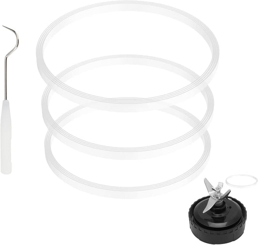 3 Pack Rubber Gaskets Replacement Seal White O-Ring for Ninja Pro Blender Replacement for Ninja BL660 1100w BL770 1500w BL663 BL740 BL773CO BL780 BL780CO (3.22 inch Gaskets)