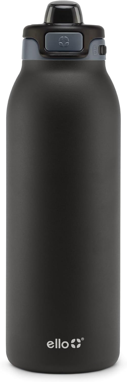 Ello Pop & Fill Stainless Steel Water Bottle with Quick Fill Technology, Double Walled Vacuum Insulated Metal, Leak Proof Locking Lid, Sip & Chug, BPA Free, Holiday Gift for Him Her, 22oz, 32oz, 40oz