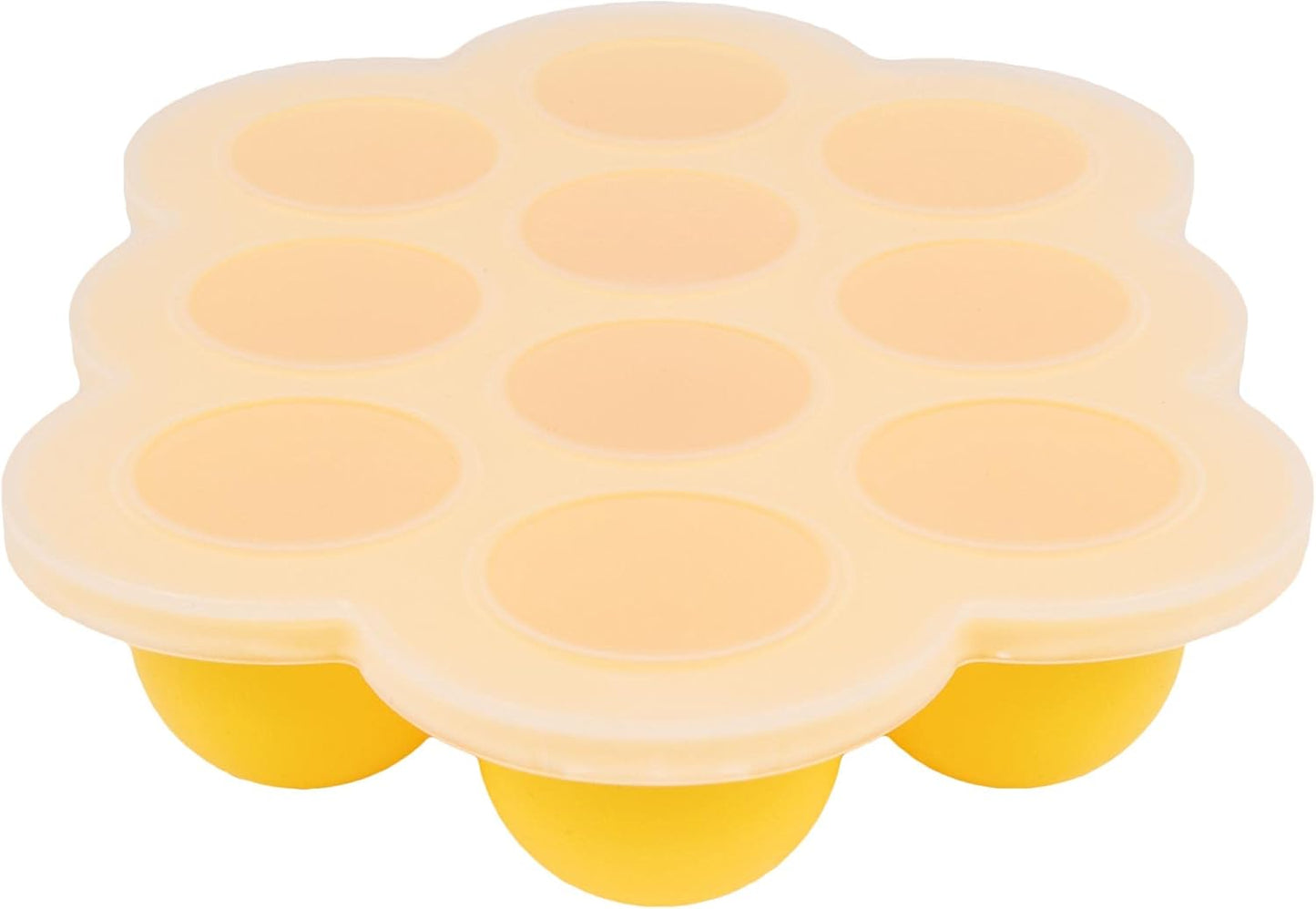WeeSprout Silicone Freezer Tray with Clip on Lid Perfect Food Storage Container for Homemade Baby Food, Vegetable, Fruit Purees, and Breast Milk (Bright Yellow, Ten 1.5 Ounce Sections)