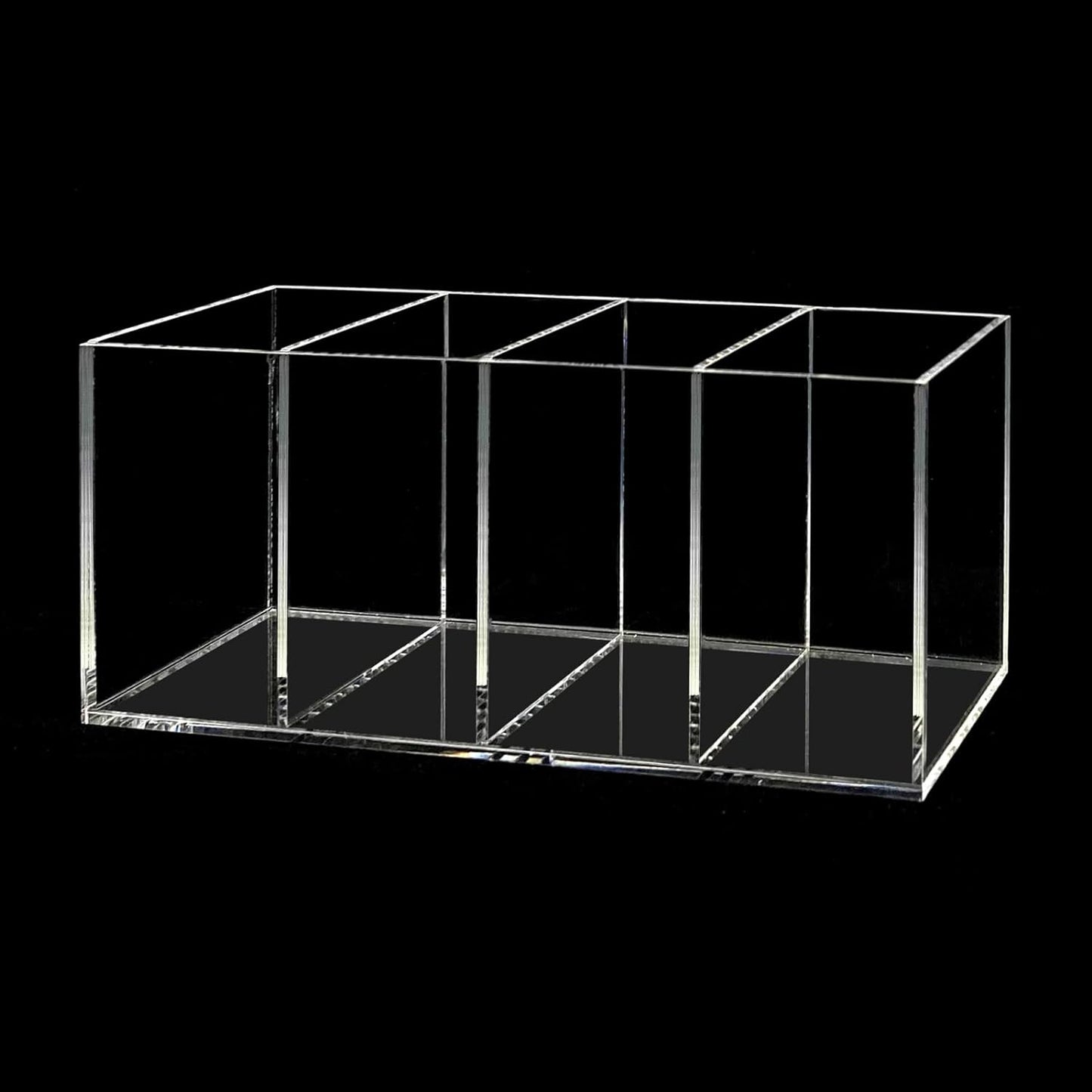 HSYMQ Acrylic Pen Holder 4 Compartments Clear Pencil Holder Organizer Makeup Brush Holder
