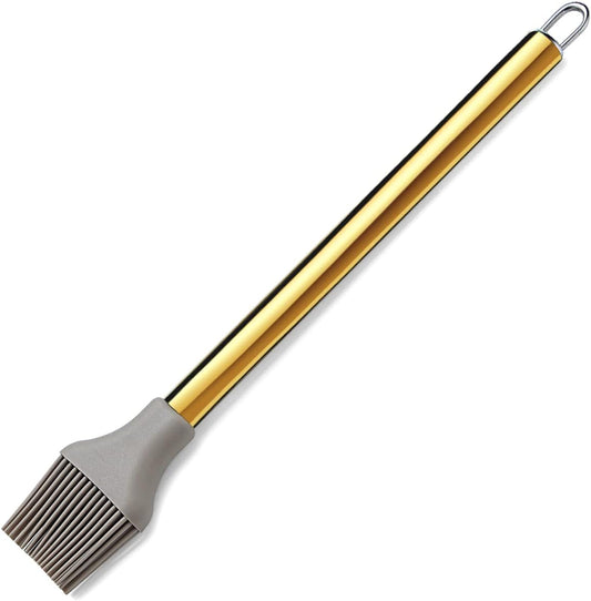 Gold Basting Brush, Berglander Non-stick Silicone Kitchen Brush For Cooking With Titanium Gold Plating Handle, Barbeque Brush, Pastry Brush, BBQ Brush, Dishwasher Safe, Easy to Clean