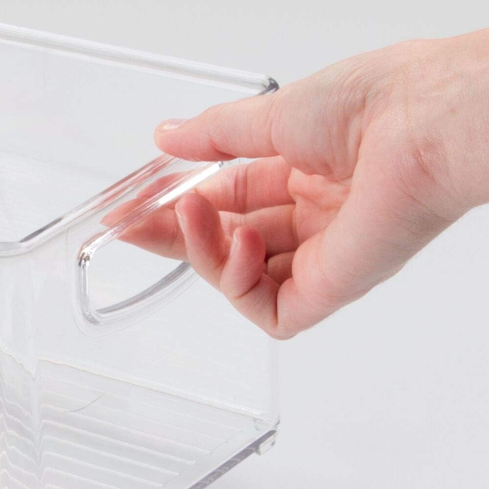 mDesign Plastic Storage Organizer Wide Container Bin with Handles for Bathroom, Home Organization - Holds Vitamins, Supplements, Makeup, Styling Tools - Ligne Collection - Clear