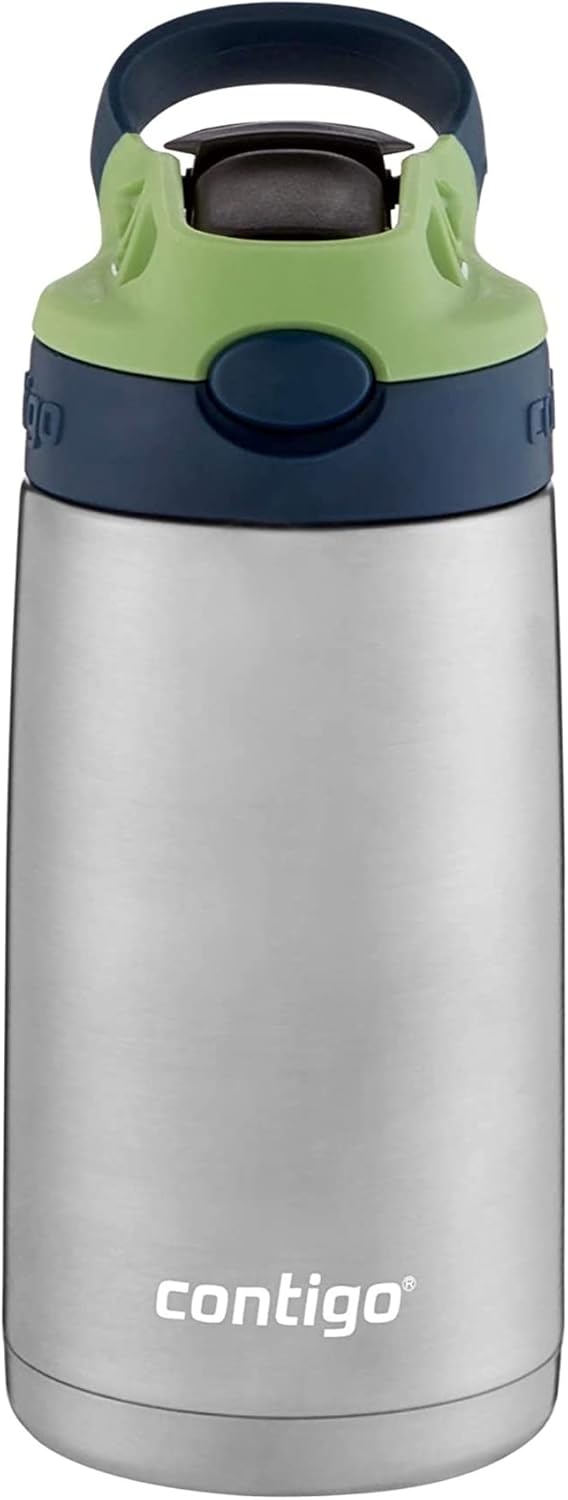 Contigo Kids Stainless Steel Water Bottle with Redesigned AUTOSPOUT Straw, 13 oz, Blueberry & Green Apple, Easy Clean, BPA Free