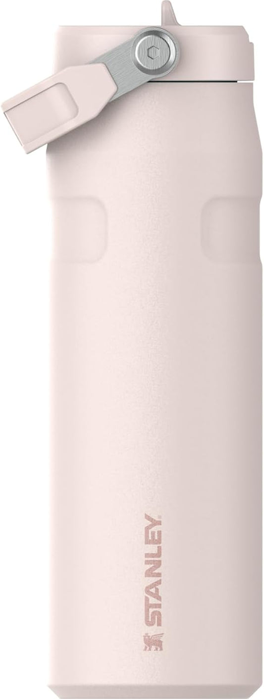 Stanley IceFlow Flip Straw 2.0 Water Bottle 24 oz | Built-In Straw with Larger Opening | Lightweight and Leak Resistant | Insulated Stainless Steel | BPA-Free | Rose Quartz