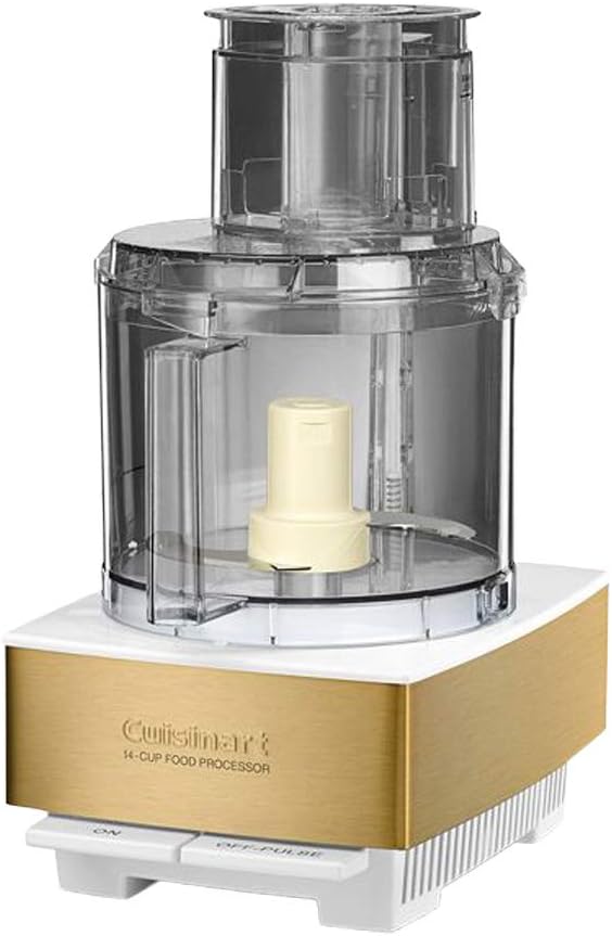 Cuisinart Food Processor 14-Cup Vegetable Chopper for Mincing, Dicing, Shredding, Puree & Kneading Dough, White/Gold Stainless Steel, DFP-14WGY