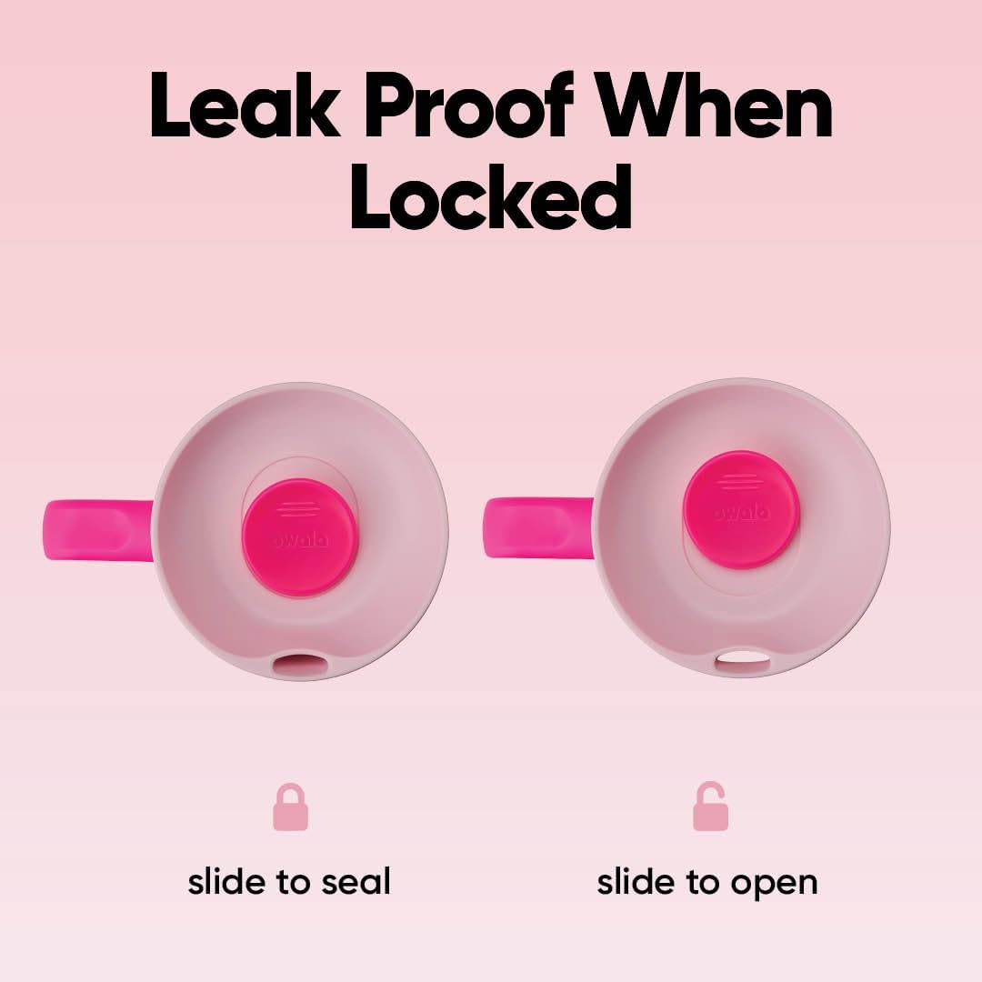 Owala SmoothSip Slider Stainless Steel Insulated Travel Mug with handle, 100% Leak Proof, For Hot and Cold Drinks, Travel Friendly with Sliding Lock Lid, 24 oz, BPA Free, Leak Proof, Pucker Up