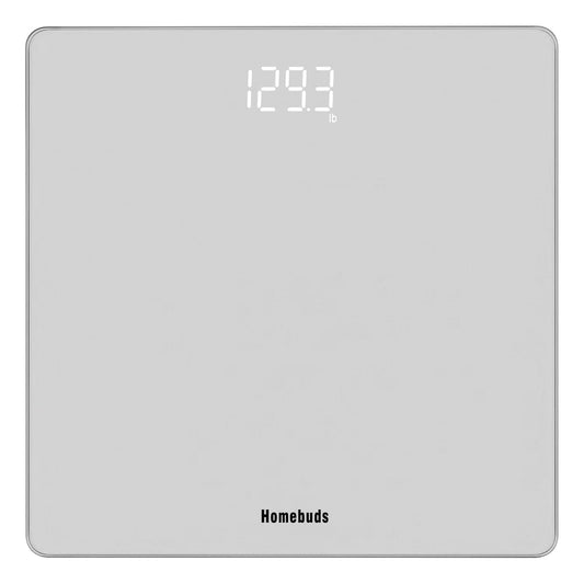 Homebuds Digital Bathroom Scale for Body Weight, Weighing Professional Since 2001, Crystal Clear LED and Step-on, Batteries Included, 400lb/182kg, Silver