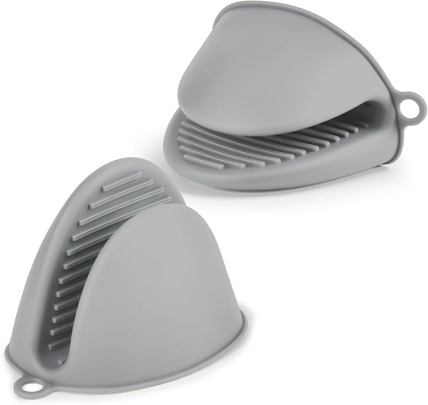 AUAUY 1 Pair Mini Silicone Oven Mitts, Heat Resistant Pot Holders Mitts, Cute Oven Pinch Grip Gloves, Small Potholders for Kitchen, Air Fryer Mitts Pair for Cooking, Baking and Grilling (Light Gray)