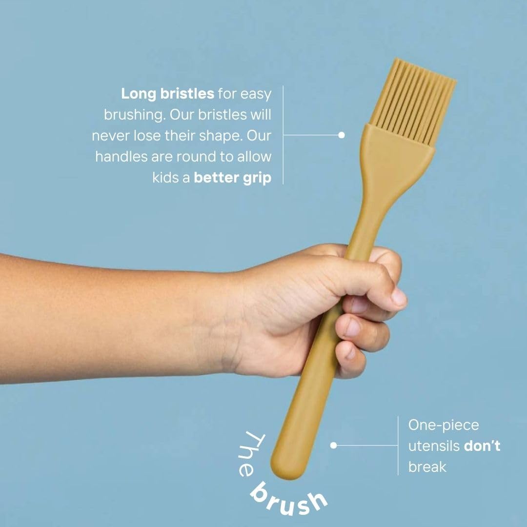 Tampoco Real Kids Cooking & Baking Set – Montessori Kitchen Tools for Real Cooking with Food-Safe Silicone Utensils – Functional & Fun Gift for Young Chefs