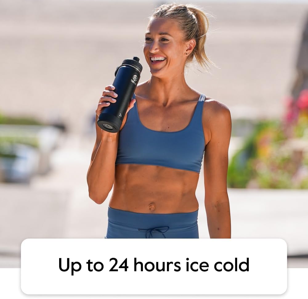 Takeya Actives Water Bottle with Straw Lid - Durable & Easy-Care Water Bottle with Stainless Steel Insulation - BPA-Free Lid with Carry Handle & Straw - Dishwasher-Safe - 24 oz, Arctic