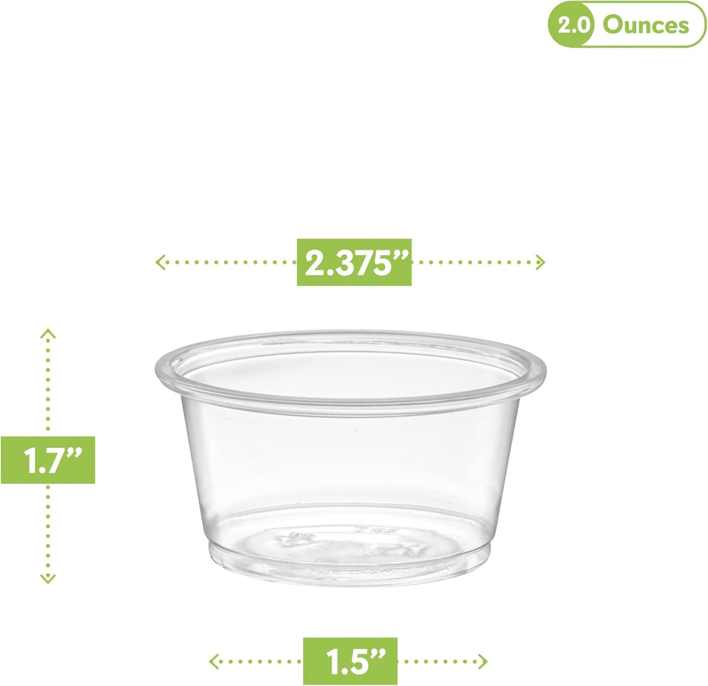 [2 oz - 200 Cups Clear] Diposable Plastic Portion Cups No Lids, Small Mini Containers For Portion Controll, Jello Shots, Meal Prep, Sauce Cups, Condiments, Medicine,