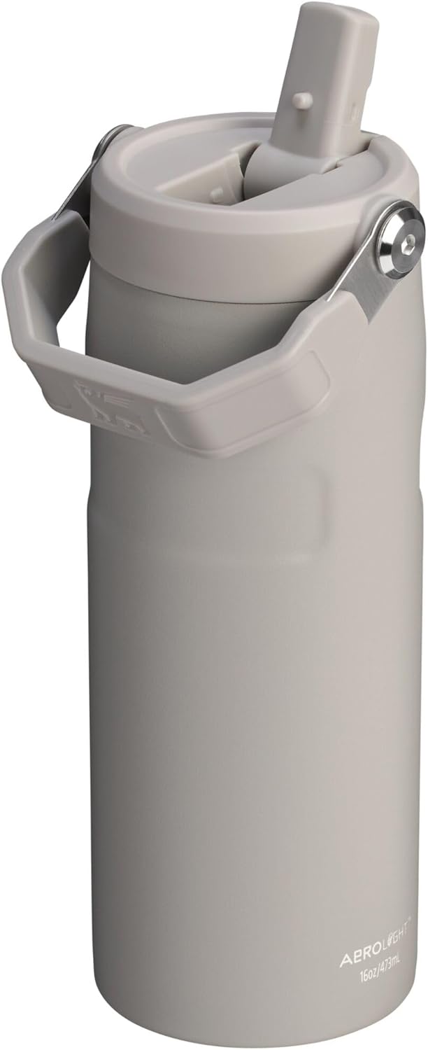 STANLEY IceFlow Flip Straw 2.0 Water Bottle 16 OZ | Built-In Straw with Larger Opening | Lightweight & Leak-Resistant | Insulated Stainless Steel | BPA-Free | Ash