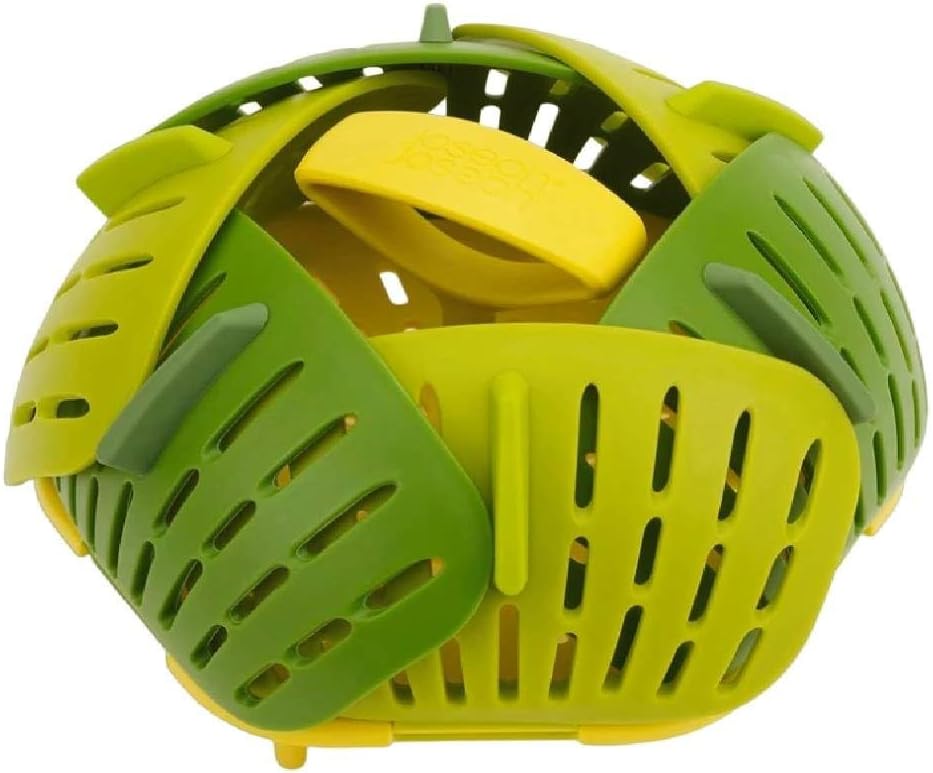 Joseph Joseph Bloom Folding Steamer Basket for Vegetables, Expandable for Various Pans, Compact Storage - Green