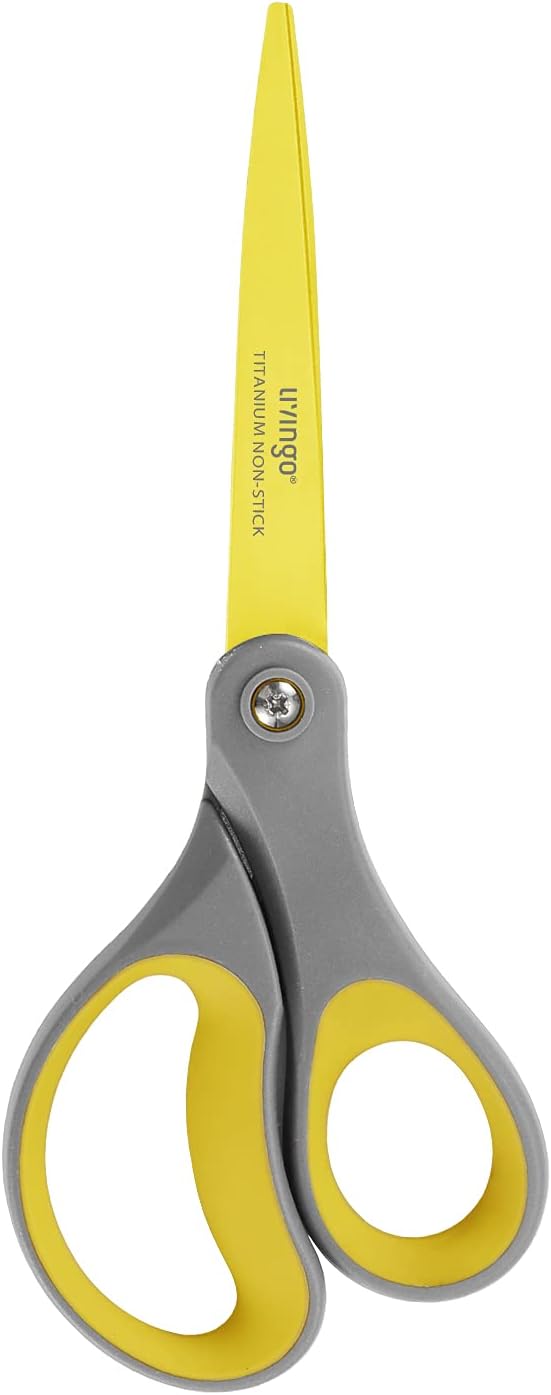 LIVINGO 8" 2 Pack Scissors, Titanium Coated Sharp Stainless Steel Non-stick Scissors All Purpose, Comfort Grip Handles Shears for Office Home Supplies Crafting DIY Cutting Tape Adhesive General Use