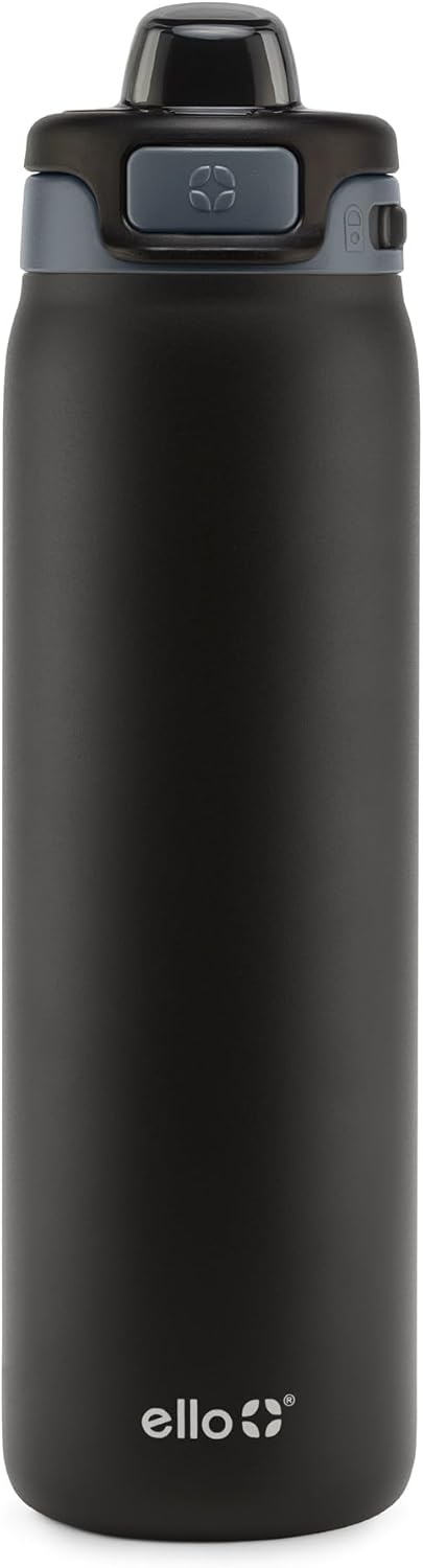 Ello Pop & Fill Stainless Steel Water Bottle with Quick Fill Technology, Double Walled Vacuum Insulated Metal, Leak Proof Locking Lid, Sip & Chug, BPA Free, Holiday Gift for Him Her, 22oz, 32oz, 40oz