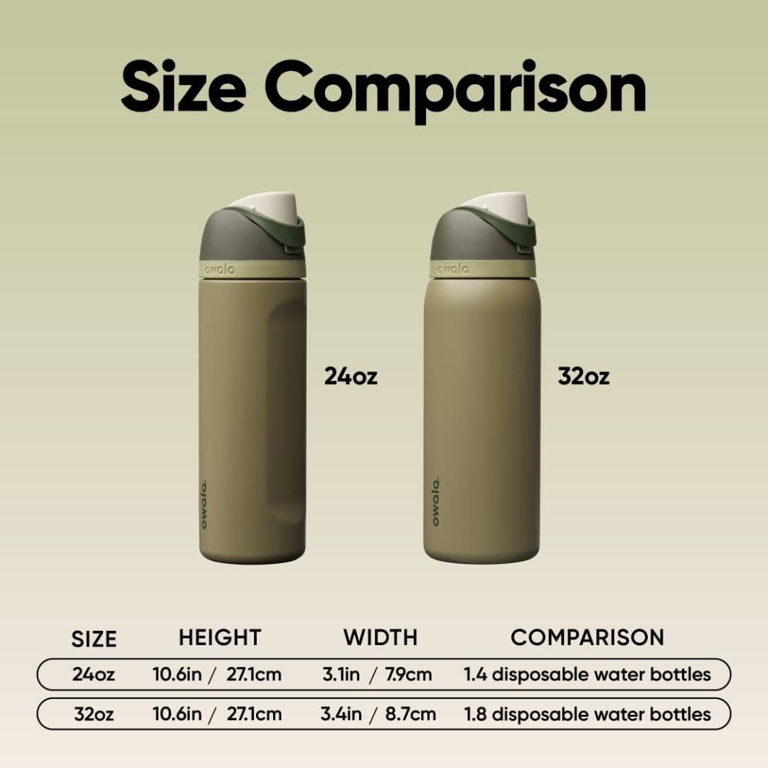 Owala FreeSip Insulated Stainless Steel Water Bottle with Straw, BPA-Free Sports Water Bottle, Great for Travel, 32 Oz, Off Road