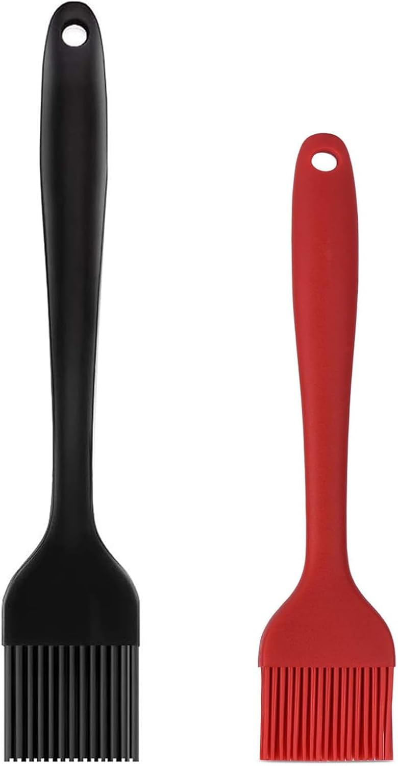 Hhyn Silicone Basting Pastry Brush Set 2 Pack Heat Resistant Spread Oil Butter Sauce for BBQ Grill Barbeque Kitchen Baking Cooking Pastries, 1 Large & 1 Small