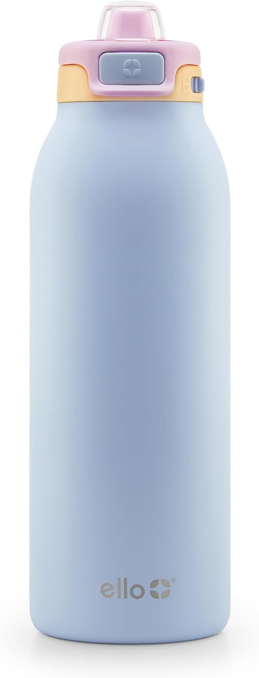 Ello Pop & Fill Stainless Steel Water Bottle with Quick Fill Technology, Double Walled Vacuum Insulated Metal, Leak Proof Locking Lid, Sip & Chug, BPA Free, Holiday Gift for Him Her, 22oz, 32oz, 40oz
