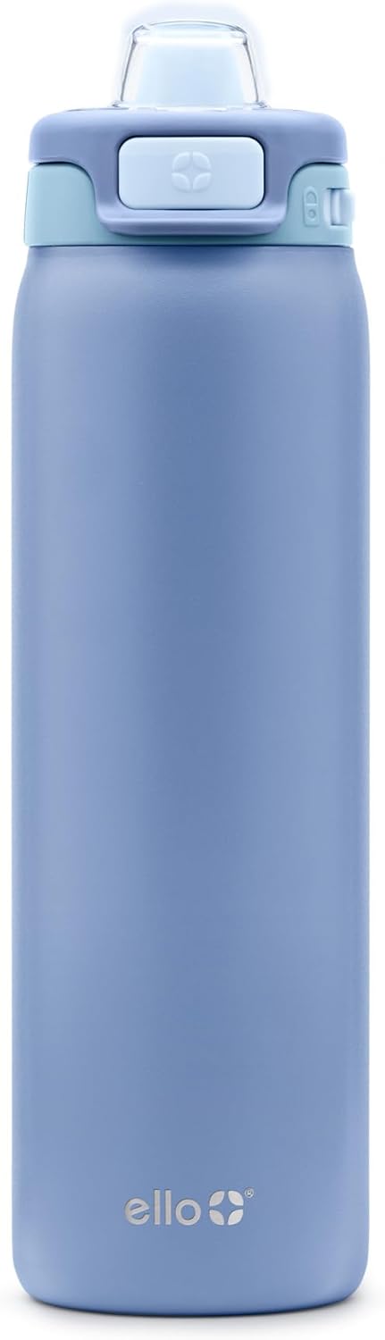 Ello Pop & Fill Stainless Steel Water Bottle with Quick Fill Technology, Double Walled Vacuum Insulated Metal, Leak Proof Locking Lid, Sip & Chug, BPA Free, Holiday Gift for Him Her, 22oz, 32oz, 40oz