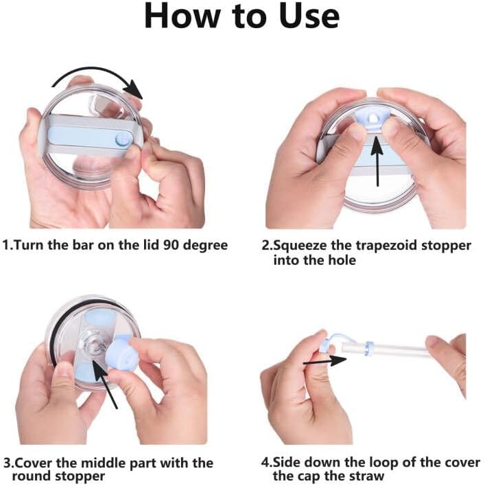 Silicone Spill Stopper Set Compatible with Stanley Cup 2.0 30oz & 40oz with Straw Cover (Set of 2, Chambary)