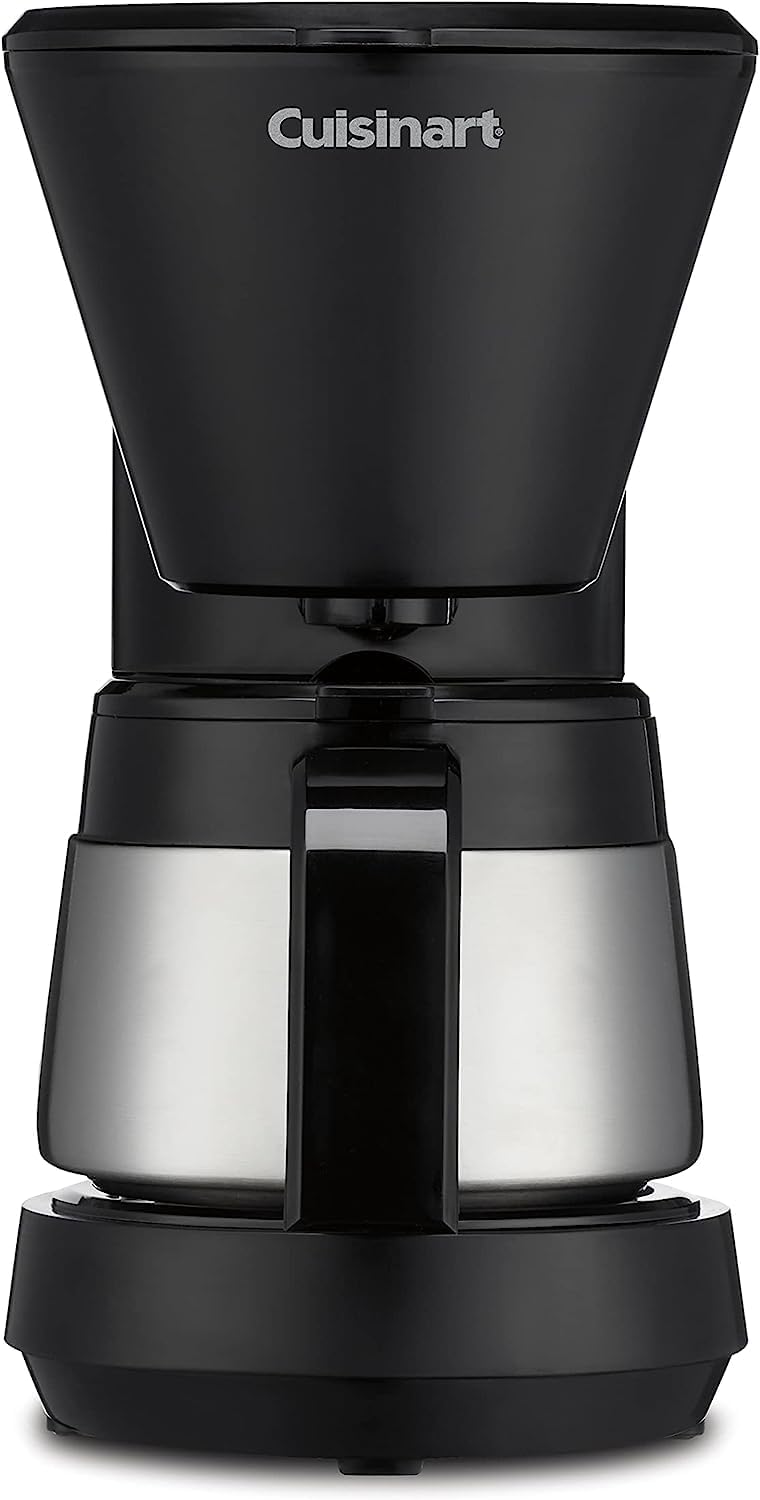 Cuisinart 5-Cup Coffee Maker with Stainless Steel Carafe, Coffee Machine with Removable Water Reservoir, Charcoal Water Filter, 30-Minute Keep Warm, and Brew Pause, DCC-5570NAS, Stainless Steel