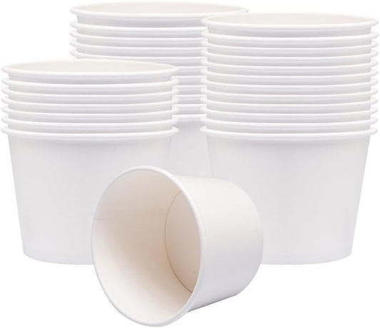 Paper Ice Cream Cups, Paper Hot/Cold Soup Cups - 100 Count Cups (White) (12 oz)