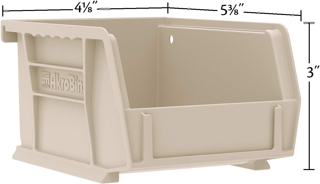 Akro-Mils 30210 AkroBins Plastic Storage Bins, Space-Saving Stackable Bins for Garage, Pantry, Craft Organization, 5" x 4" x 3", Blue, 6-Pack