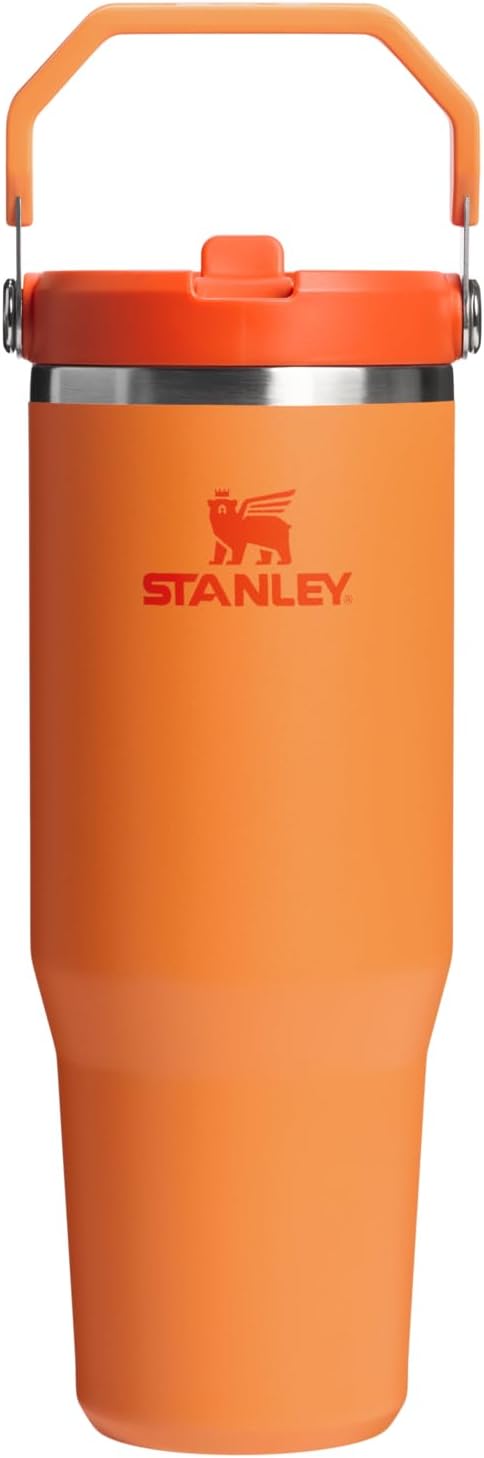 STANLEY IceFlow 2.0 Flip Straw Tumbler with Handle 30 oz | Twist On Lid and Flip Up Straw | Leak Resistant Water Bottle | Insulated Stainless Steel | BPA-Free | Goldenrod Coral