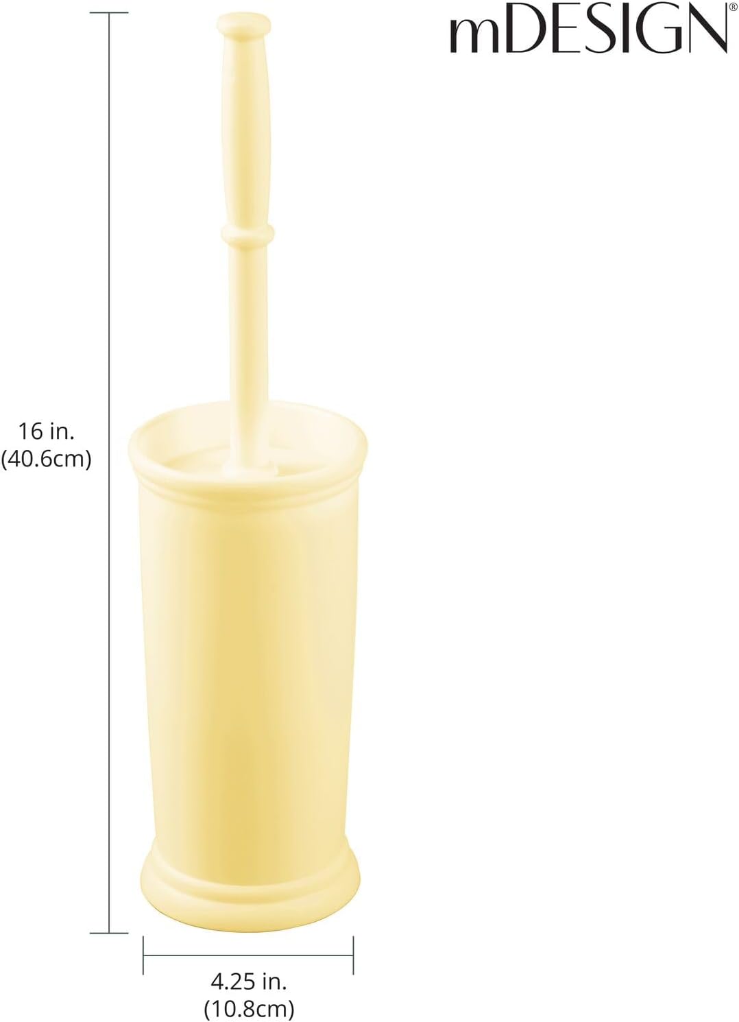 mDesign Toilet Bowl Brush and Holder - Covered Bathroom Brush - Standing Scrubber in Modern Holder - Space Saving, Deep Cleaning for Toilet - Hyde Collection - Light Yellow