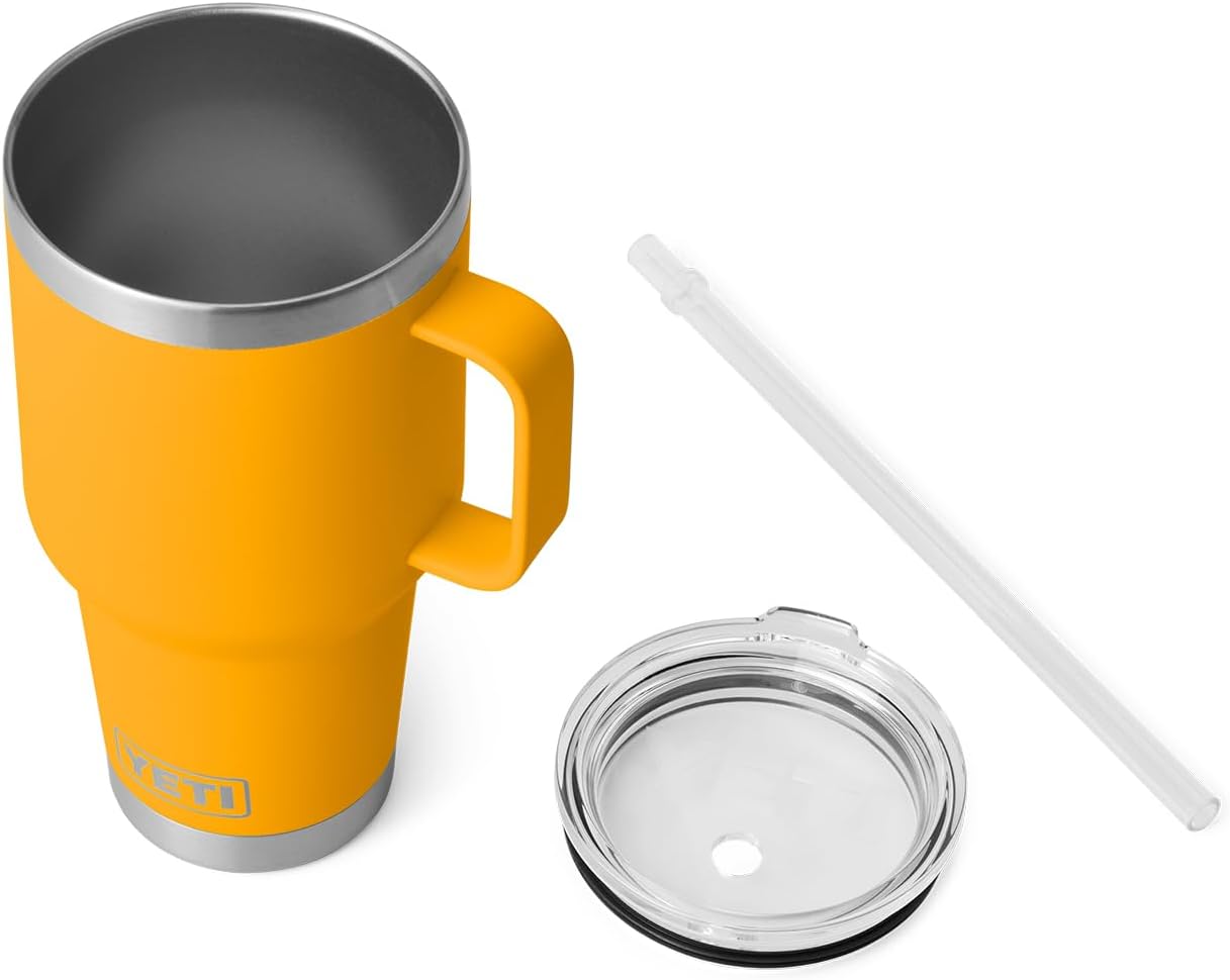 YETI Rambler 35 oz Tumbler with Handle and Straw Lid, Travel Mug Water Tumbler, Vacuum Insulated Cup with Handle, Stainless Steel, Beekeeper