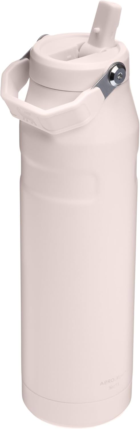 Stanley IceFlow Flip Straw 2.0 Water Bottle 36 oz | Built-In Straw with Larger Opening | Lightweight and Leak Resistant | Insulated Stainless Steel | BPA-Free | Rose Quartz