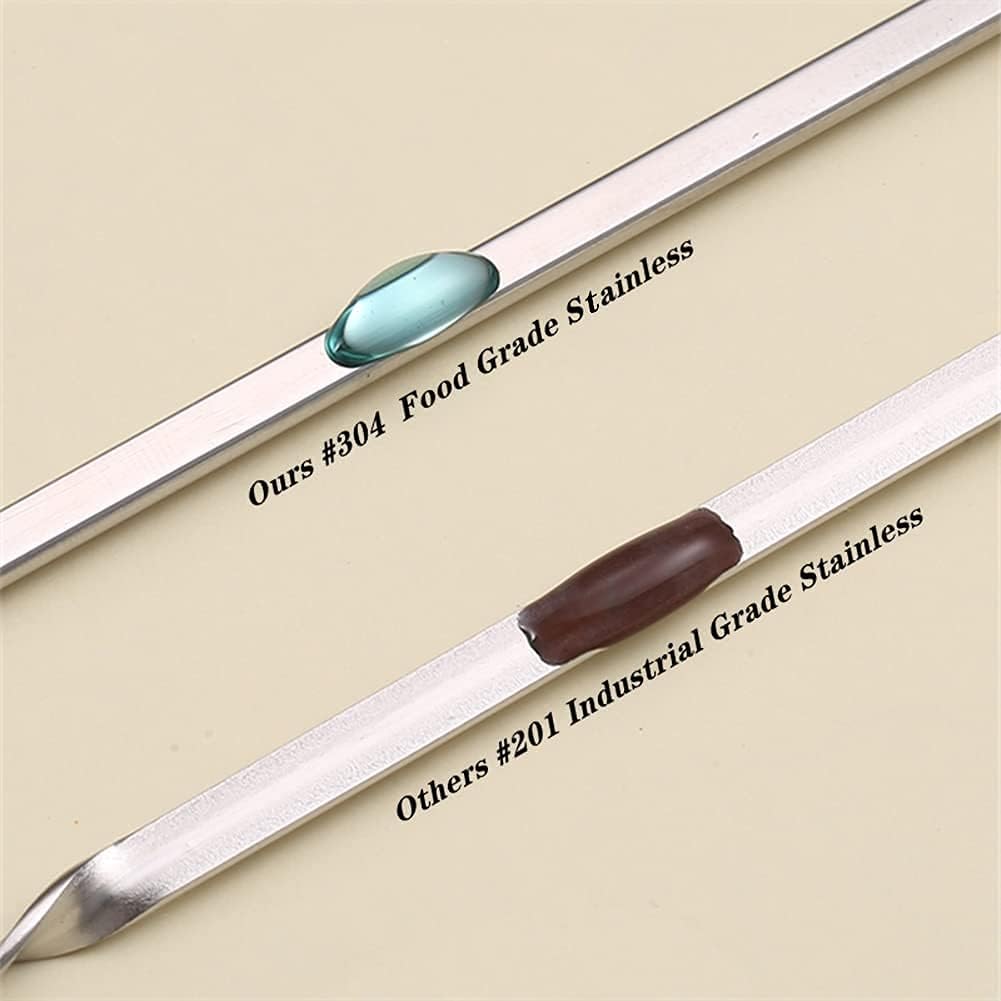 12PCS Kabob Skewers Flat Metal Stainless Steel BBQ Barbecue Skewer 16" Anti-Roll Heavy Duty Shish Kebob Sticks Wide Reusable Grilling Skewers Set for Meat Shrimp Chicken Vegetable Kebab Fork Sausage…