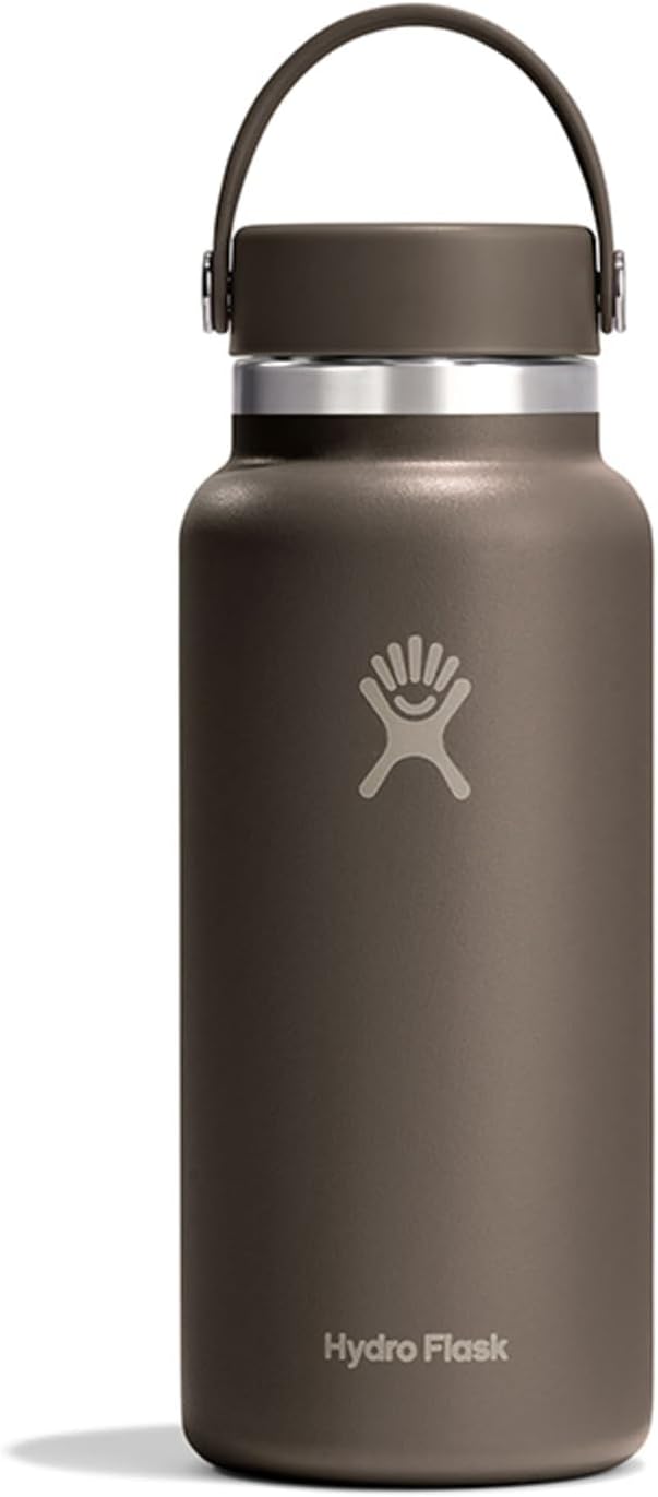 HYDRO FLASK Water Bottle - Insulated Stainless Steel - Wide Cap Lid, Non Spill, Leakproof 32 Oz Sandpiper