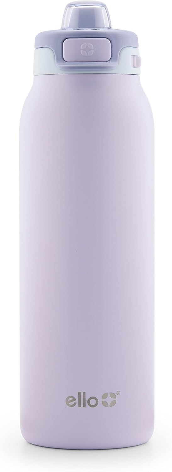Ello Pop & Fill Stainless Steel Water Bottle with Quick Fill Technology, Double Walled Vacuum Insulated Metal, Leak Proof Locking Lid, Sip & Chug, BPA Free, Holiday Gift for Him Her, 22oz, 32oz, 40oz