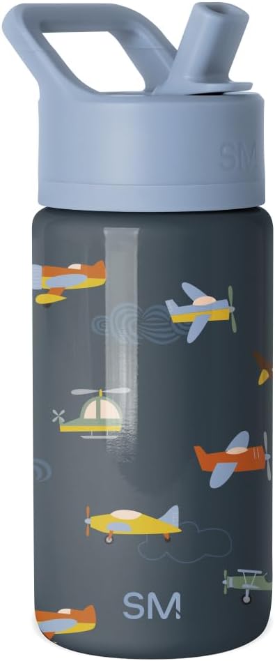 Simple Modern Kids Summit Water Bottle with Straw Lid | 14oz Stainless Steel Cup Insulated Tumbler for Toddlers, School | Wheels Up