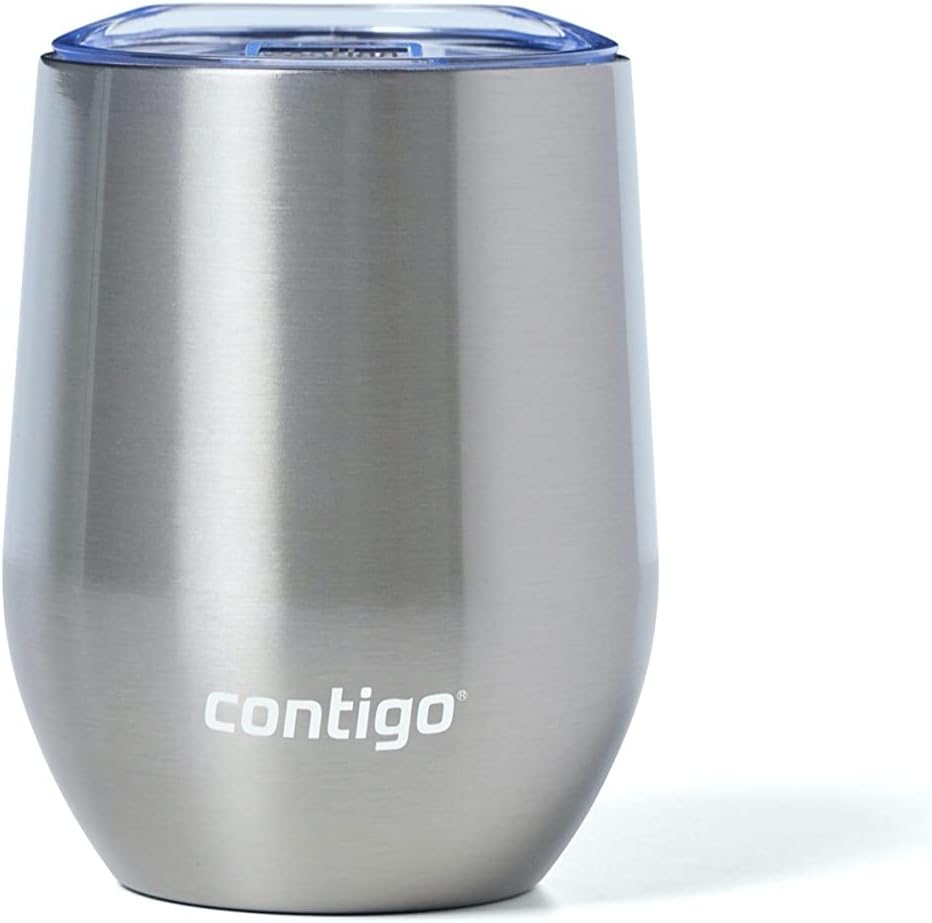 Contigo River North Stainless Steel Wine Tumbler with Splash-Proof Lid, 12oz., 2 Pack, Dark Ice & Stainless Steel