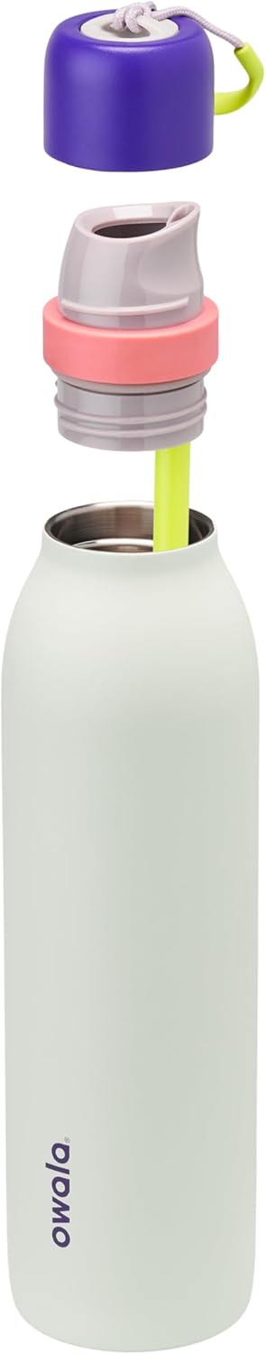 Owala FreeSip Twist Insulated Stainless Steel Water Bottle with Straw for Sports and Travel, BPA-Free, 24-oz, Purple/Green (Minty Horizons)