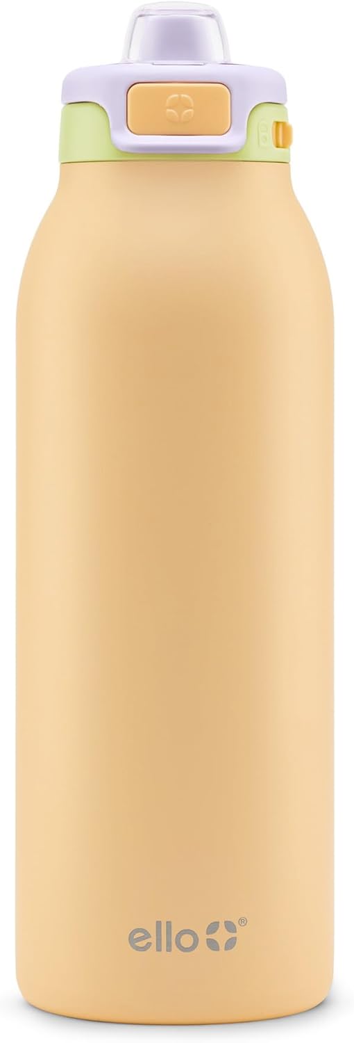 Ello Pop & Fill Stainless Steel Water Bottle with Quick Fill Technology, Double Walled Vacuum Insulated Metal, Leak Proof Locking Lid, Sip & Chug, BPA Free, Holiday Gift for Him Her, 22oz, 32oz, 40oz