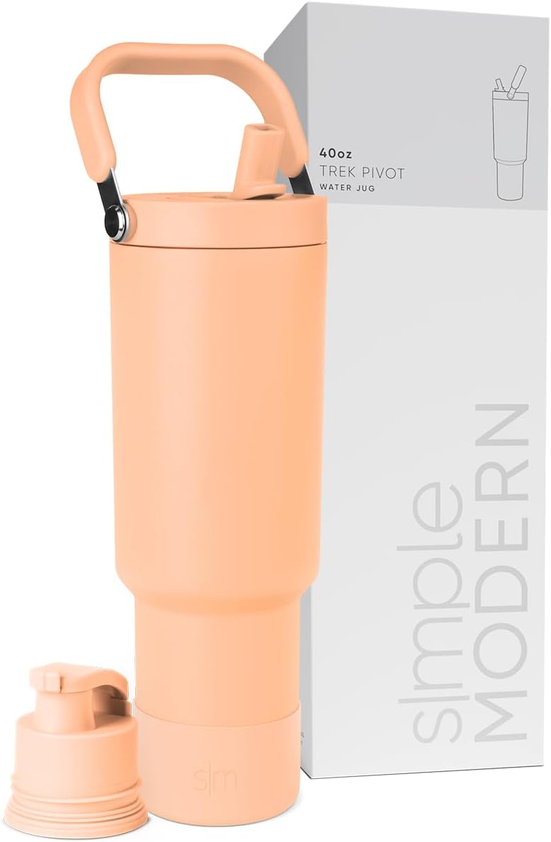 Simple Modern Trek Pivot | 40oz Flip Straw Tumbler with Handle | Water Bottle & Boot | Interchangeable Straw & Chug Lids | Insulated Stainless Steel Jug | Gym Sports Outdoors | Bellini