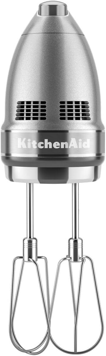 KitchenAid 9-Speed Digital Hand Mixer with Turbo Beater II Accessories and Pro Whisk - Contour Silver