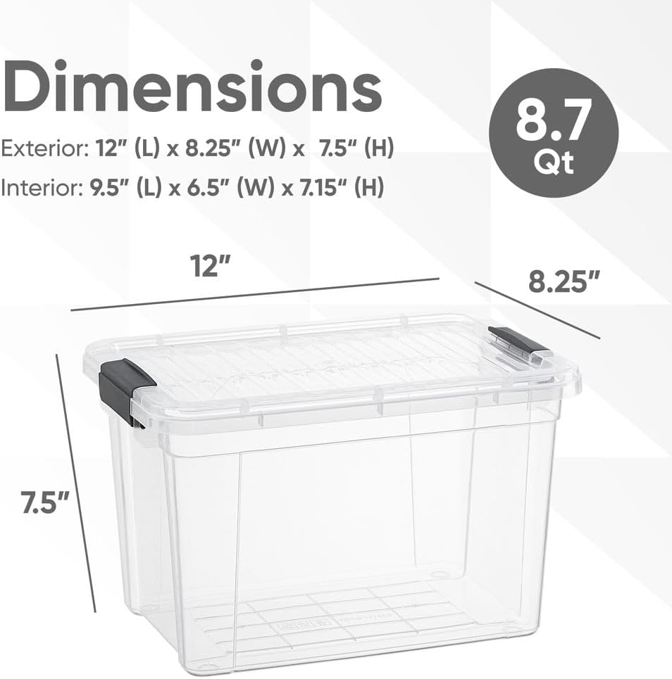 Superio X-Deep Clear Storage Container with Lid and Handles, Stackable Organizer Bin for Home, Garage, and Dorm- Store Cloths, Boots, Toys, and Accessories, (8.7 Qt.)