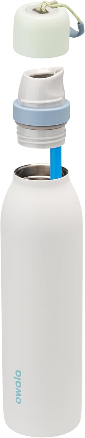 Owala FreeSip Twist Insulated Stainless Steel Water Bottle with Straw for Sports and Travel, BPA-Free, 24-oz, Green/White (Iced Breeze)