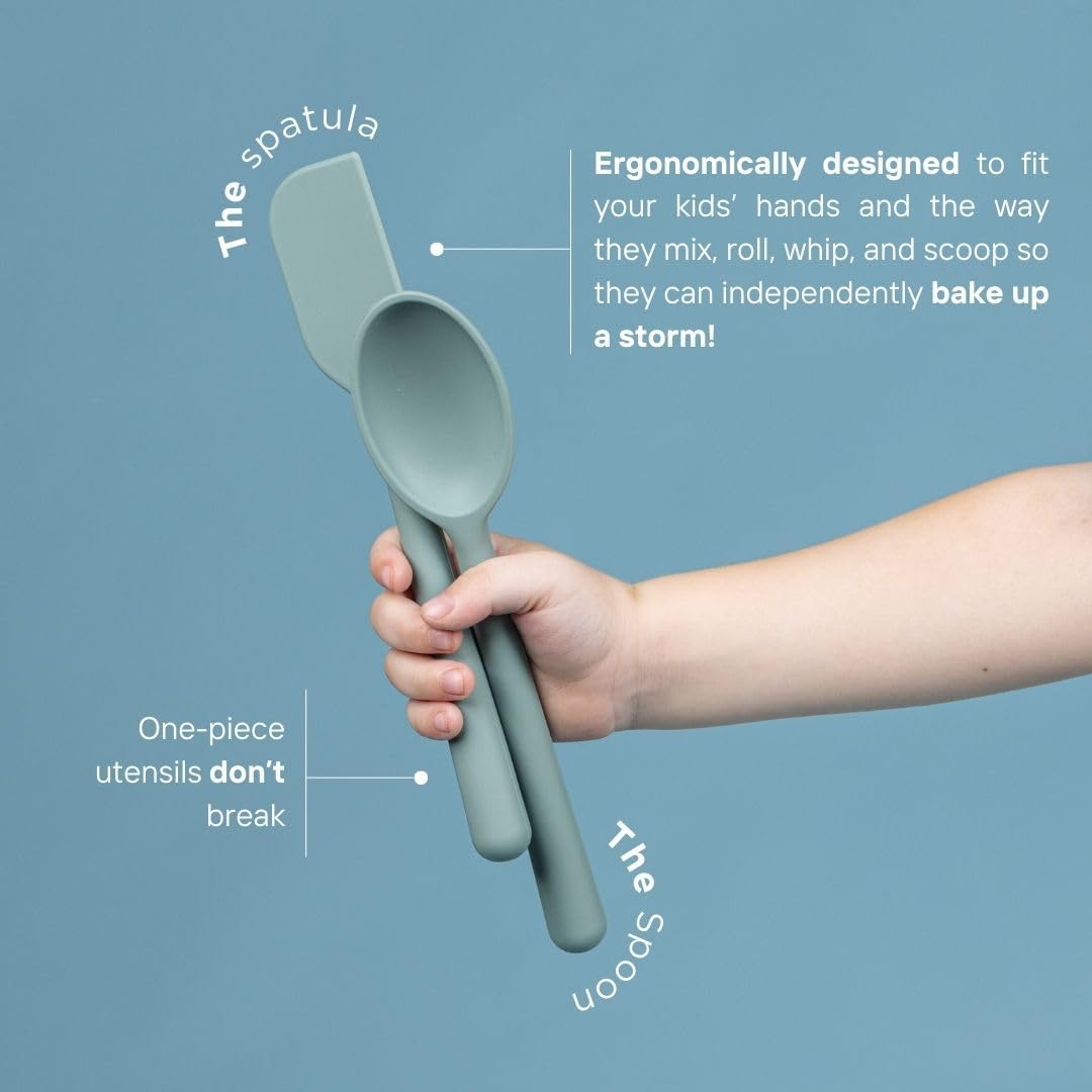 Tampoco Real Kids Cooking & Baking Set – Montessori Kitchen Tools for Real Cooking with Food-Safe Silicone Utensils – Functional & Fun Gift for Young Chefs