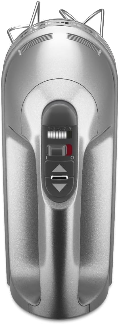 KitchenAid 9-Speed Digital Hand Mixer with Turbo Beater II Accessories and Pro Whisk - Contour Silver