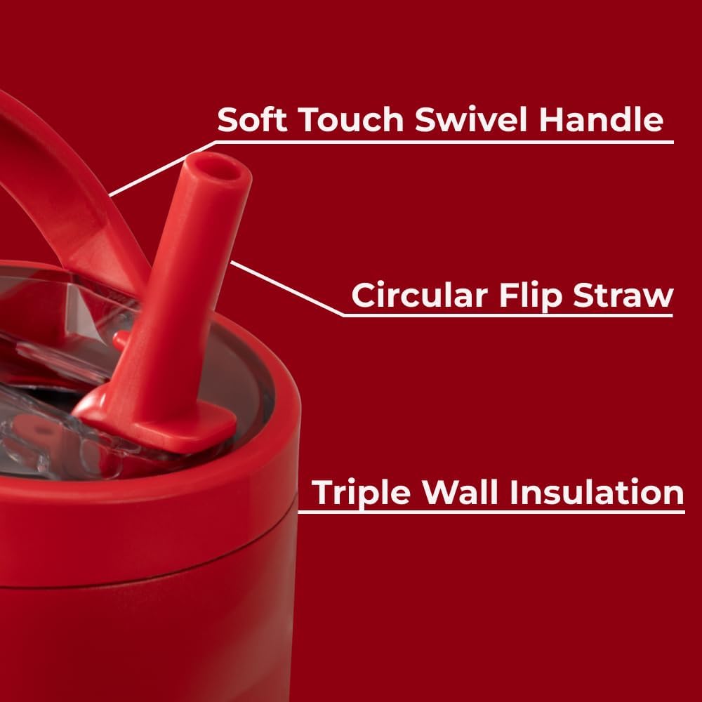 HydroJug Sport - Stainless Steel Tumbler with Straw, Vacuum Insulated, 20oz Leakproof Water Bottle, Ergonomic Design, Reusable, Dishwasher Safe, Rubber Base, Durable for Gym or Outdoors, Alumni Red