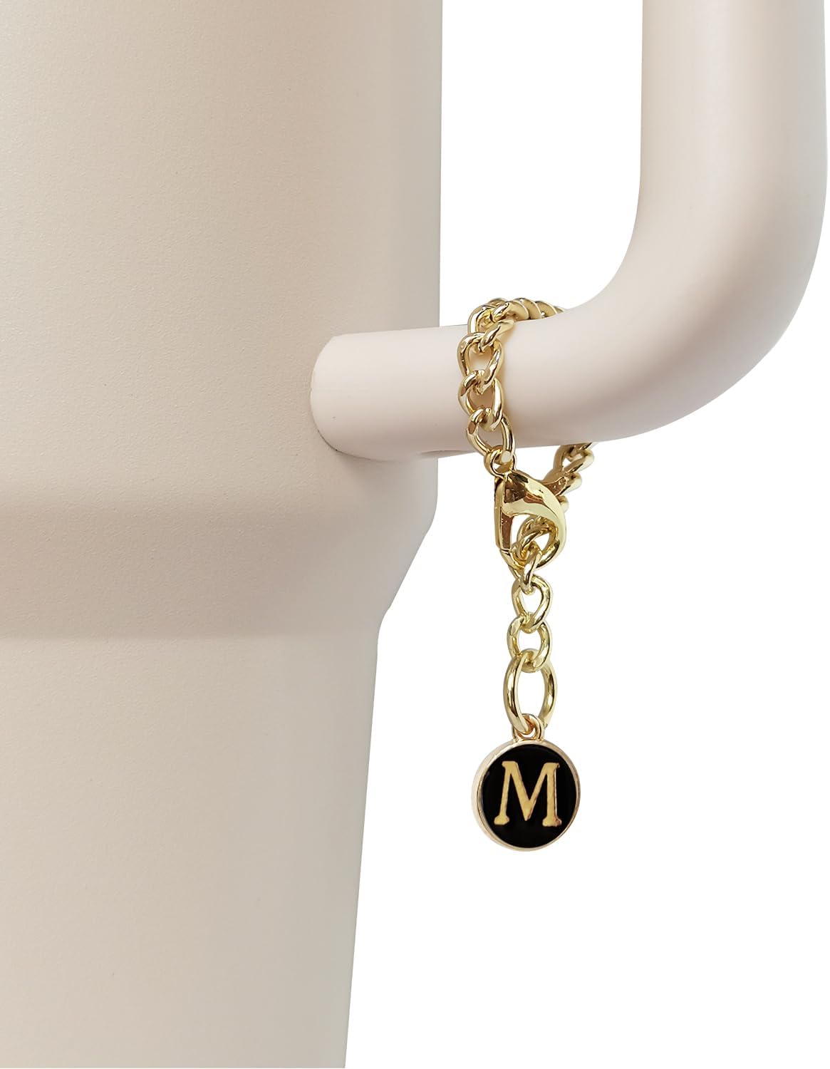 Stanley Cup Accessories, 1pc Flower Stanley Straw Cover Silicone Straw Topper for Stanley 30&40 oz Tumbler with Handle and 1pc Initial Letter Charm for Stanley Cup (Letter M)