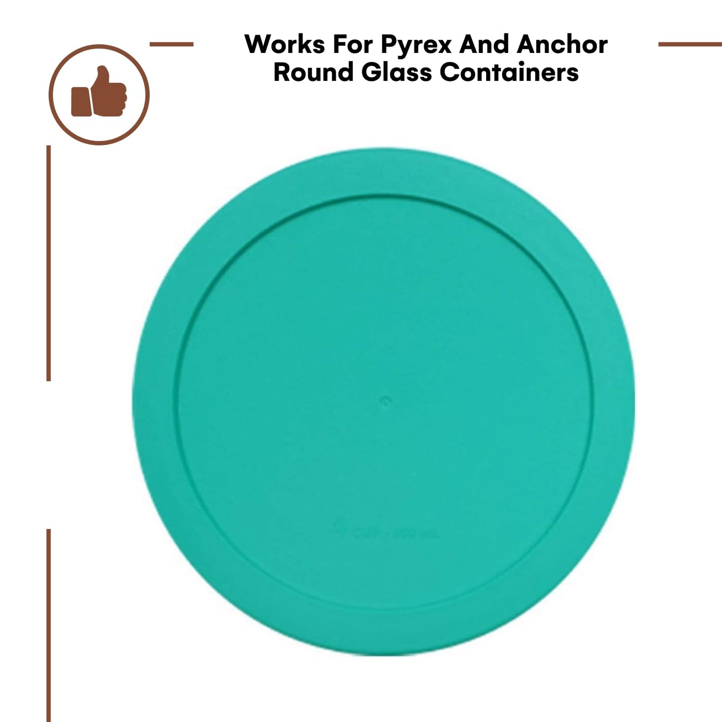Lids for Pyrex and Anchor Round Glass Containers - 2-Cups, Green-4PK
