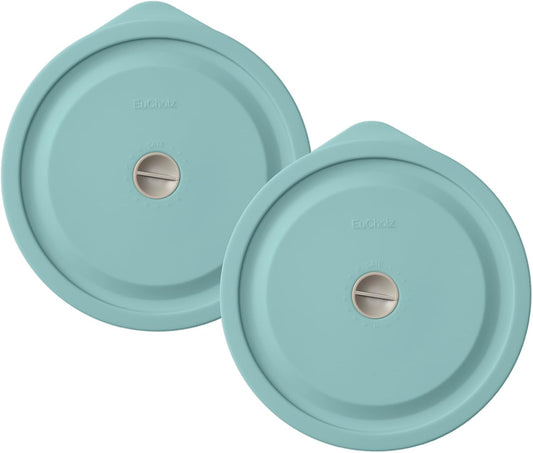 Replacement Lids for Pyrex 7402-PC 7 Cup, Silicone Round Storage Cover Lid for Anchor Hocking Glass Bowl 2 Pack with Date Mark